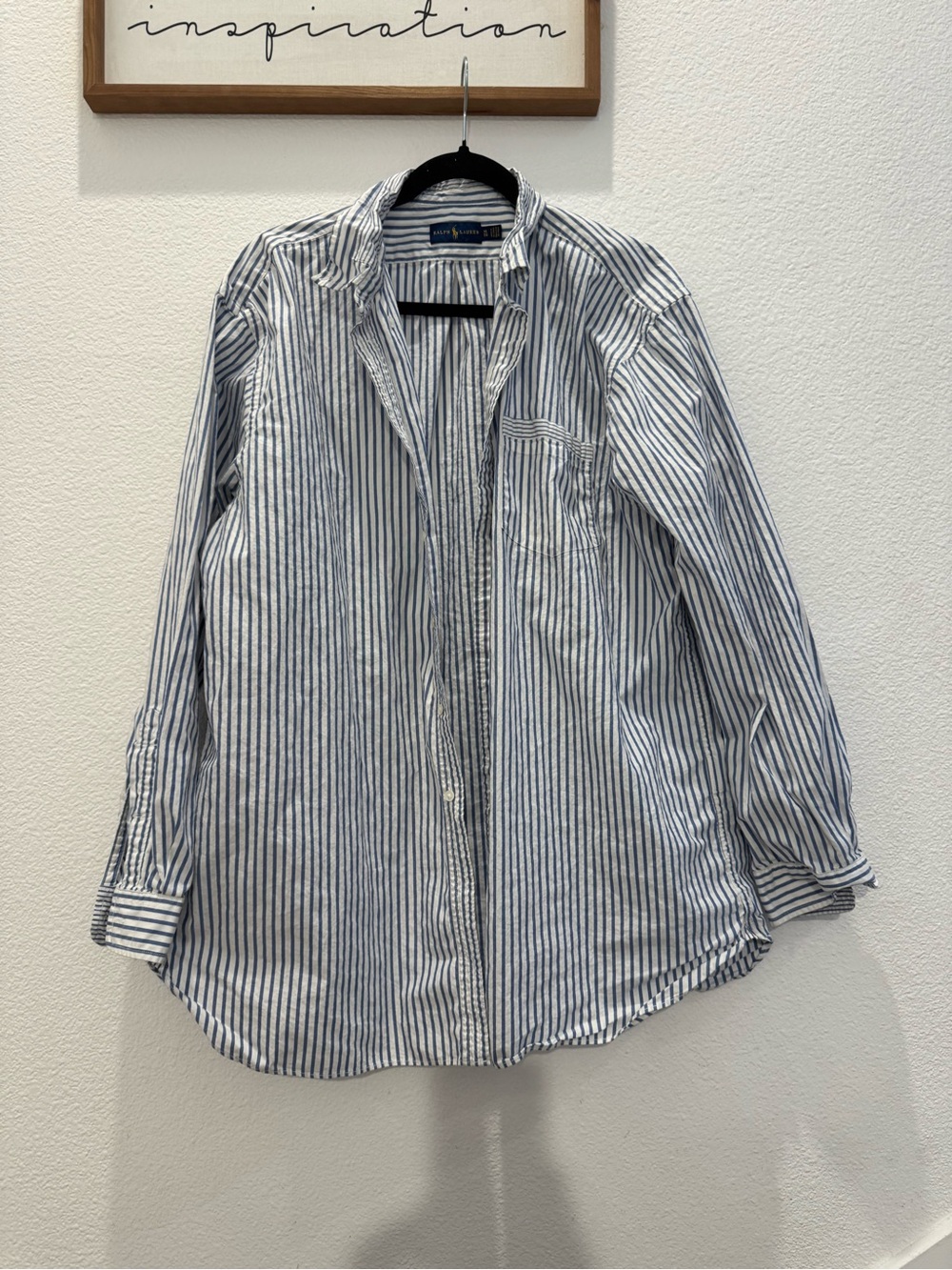 Ralph Lauren classic blue-and-white striped long-sleeve button-down